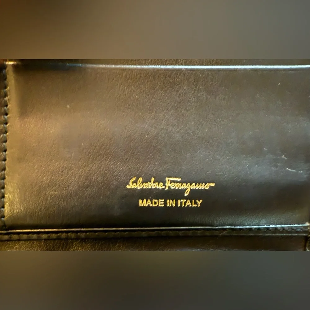 Salvatore Ferragamo Embossed Leather Long Wallet Black Made in Italy - Picture 4 of 11